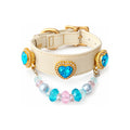 Ocean Blush Heart Beaded Pet Collar - front display view