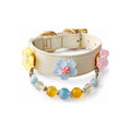 Aqua Sunflower Beaded Pet Collar - product display view