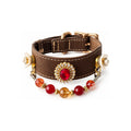 Golden Scarlet Crest Beaded Pet Collar - product display view
