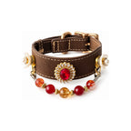 Golden Scarlet Crest Beaded Pet Collar - product display view