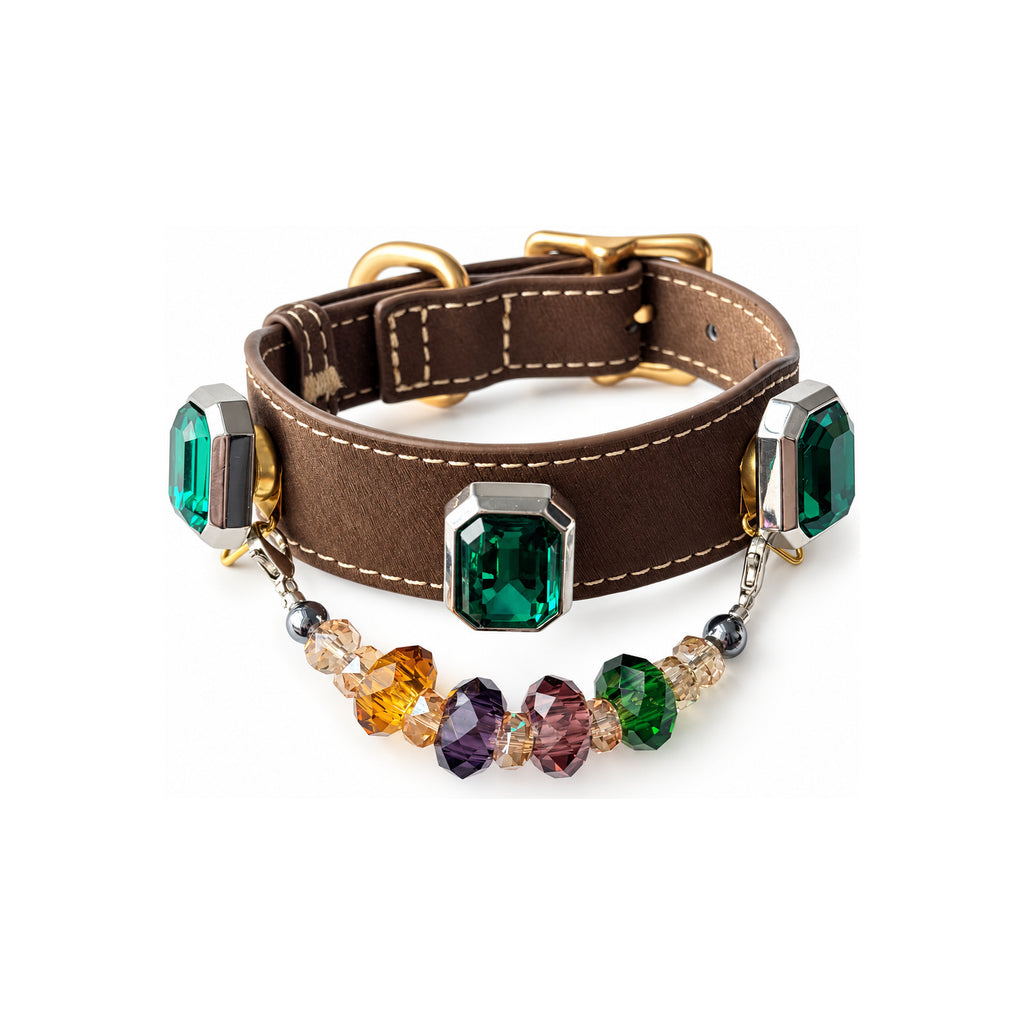 Autumn Prism Facet Beaded Pet Collar - product display view