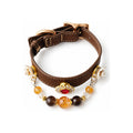 Smoky Golden Crest Beaded Pet Collar - product display view