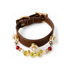 Golden Raindrop Pearl Beaded Pet Collar - product display view