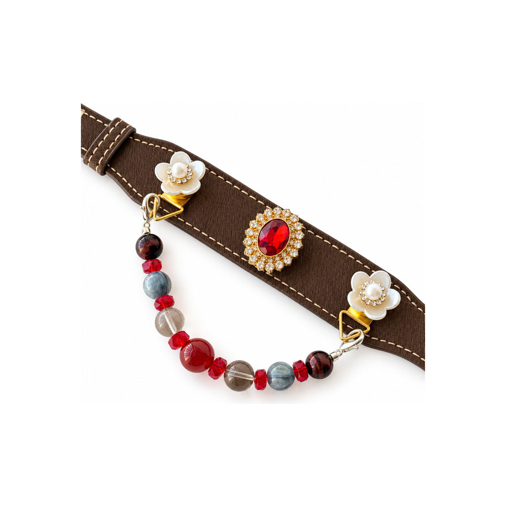Scarlet River Crest Beaded Pet Collar - product display view