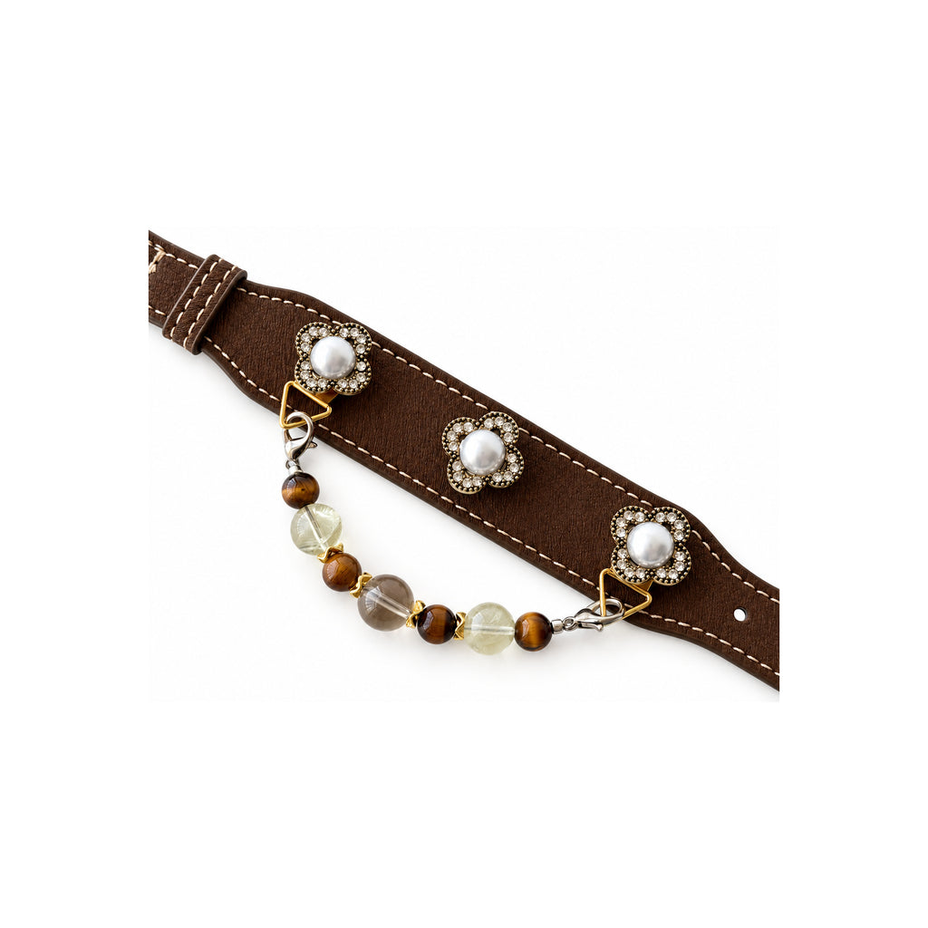Smoky Tiger Blossom Beaded Pet Collar - product display view