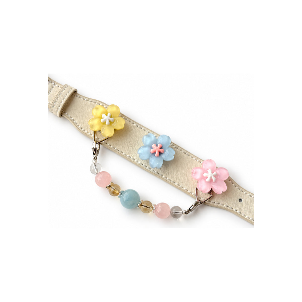 Aqua Pastel Bloom Beaded Pet Collar - product display view