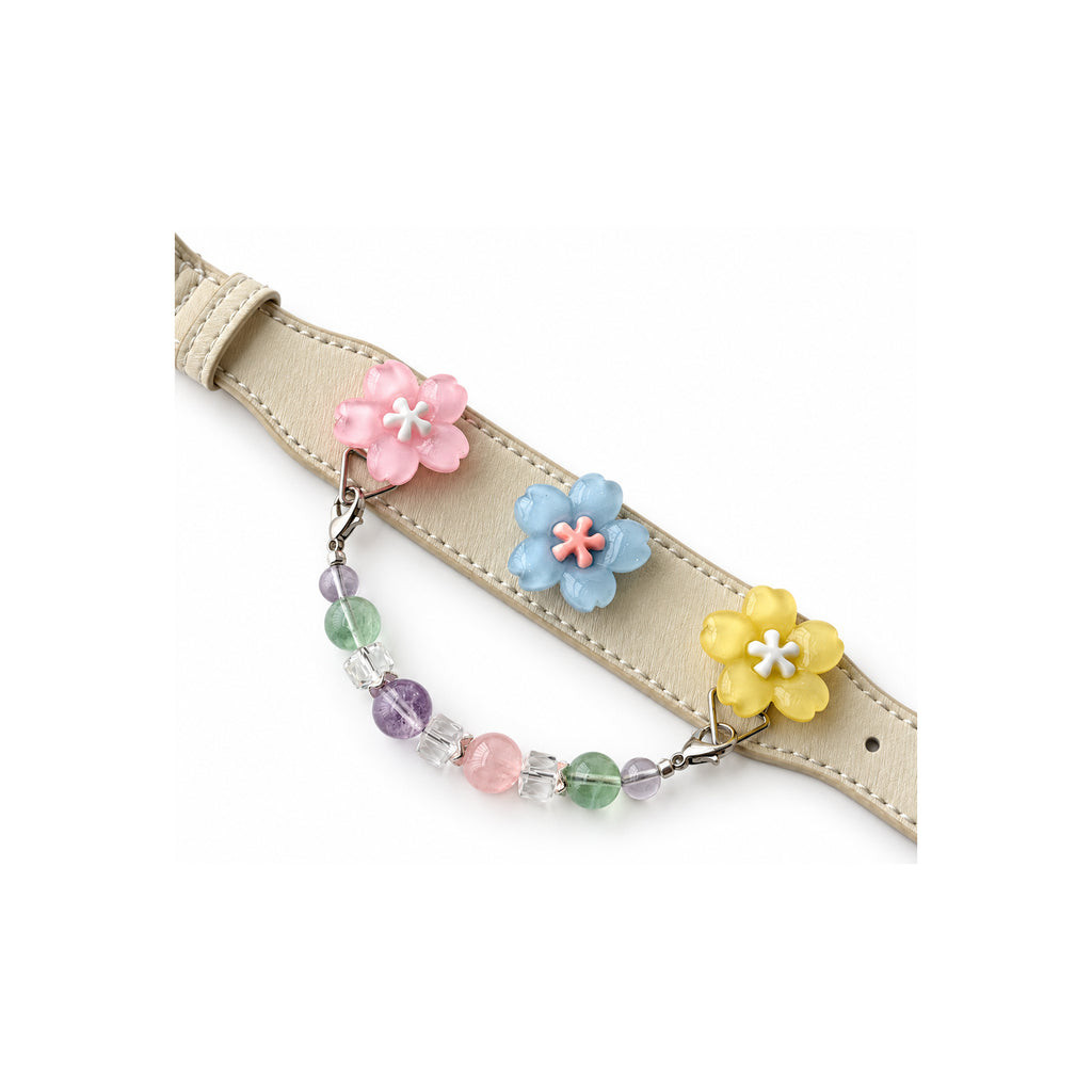 Violet Pastel Bloom Beaded Pet Collar - product display view