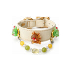 Lemon Reindeer Grove Beaded Pet Collar - product display view
