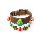 Evergreen Christmas Cocoa Beaded Pet Collar - product display view