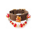 Scarlet Reindeer Cocoa Beaded Pet Collar - product display view