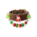 Santa Evergreen Sleigh Beaded Pet Collar - product display view