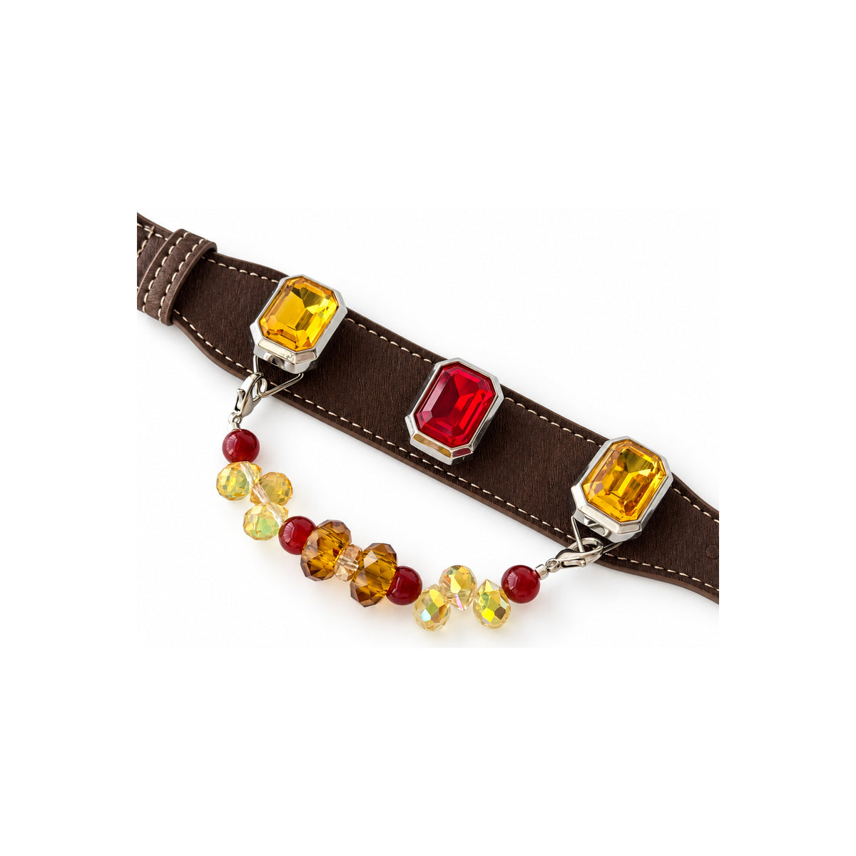 Golden Raindrop Crest Beaded Pet Collar - product display view