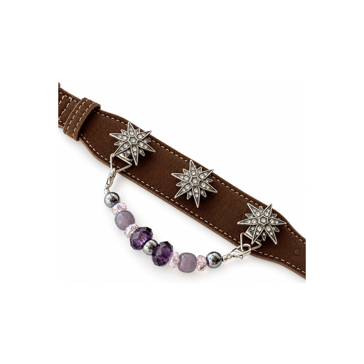 Violet Starlight Beaded Pet Collar - product display view