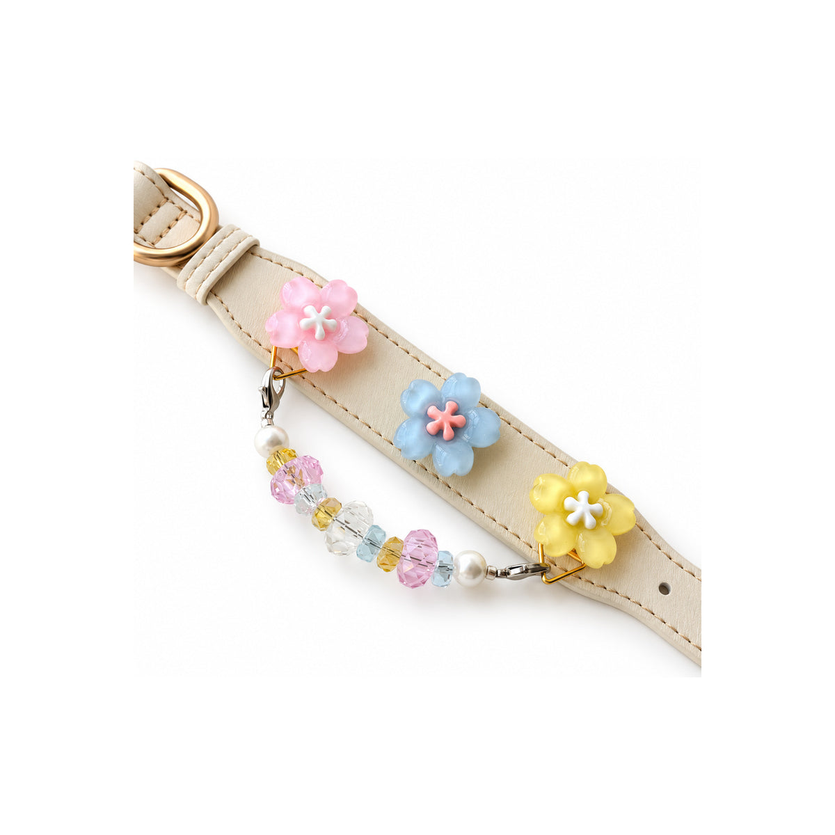 Pastel Prism Blossom Beaded Pet Collar - product display view