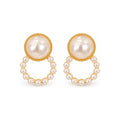 Pearl-Look Circle Drop Earrings — front pair on white