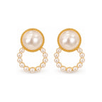Pearl-Look Circle Drop Earrings — front pair on white