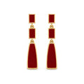 Burgundy Geometric Tiered Drop Earrings — front pair on white