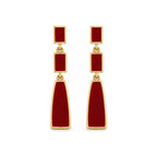 Burgundy Geometric Tiered Drop Earrings — front pair on white