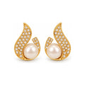 Gold-Tone Teardrop Pearl-Look Stud Earrings — front pair on white