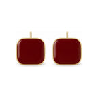 Burgundy Rounded Square Stud Earrings — front pair on white