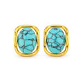 Turquoise-Tone Openwork Frame Stud Earrings — front pair on white