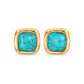 Turquoise-Tone Cushion Square Stud Earrings — front pair on white