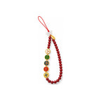 Red bead and five round disc phone charm with butterfly