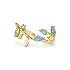 Blue green leaf vine adjustable ring — hero