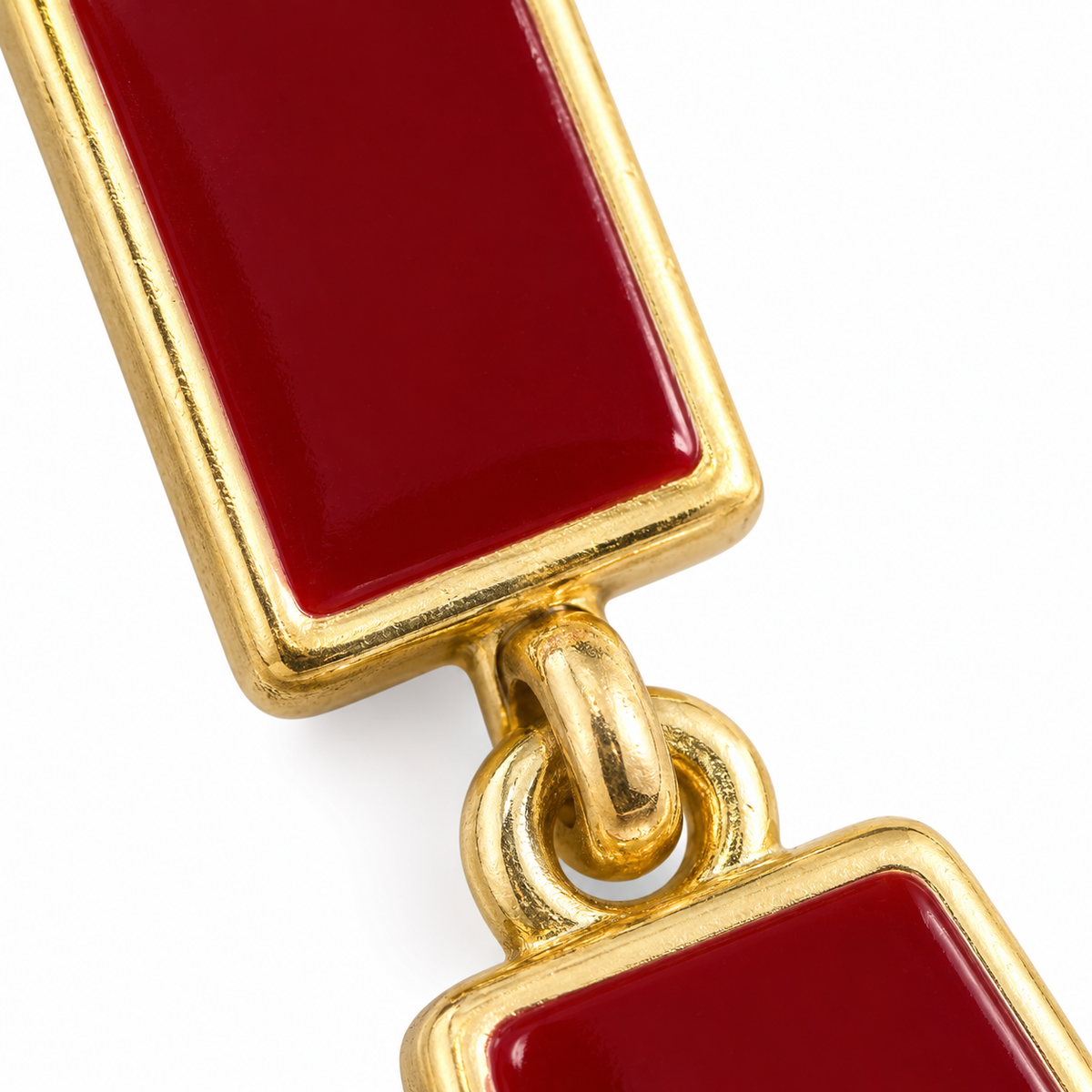 Burgundy Geometric Tiered Drop Earrings — front surface detail