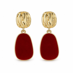 Burgundy Oval Gold-Tone Drop Earrings — front pair on white