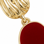 Burgundy Oval Gold-Tone Drop Earrings — front surface detail
