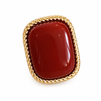 Burgundy Rectangle Gold-Tone Stud Earrings — single earring close-up