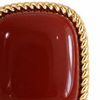 Burgundy Rectangle Gold-Tone Stud Earrings — front surface detail