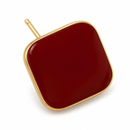 Burgundy Rounded Square Stud Earrings — single earring close-up