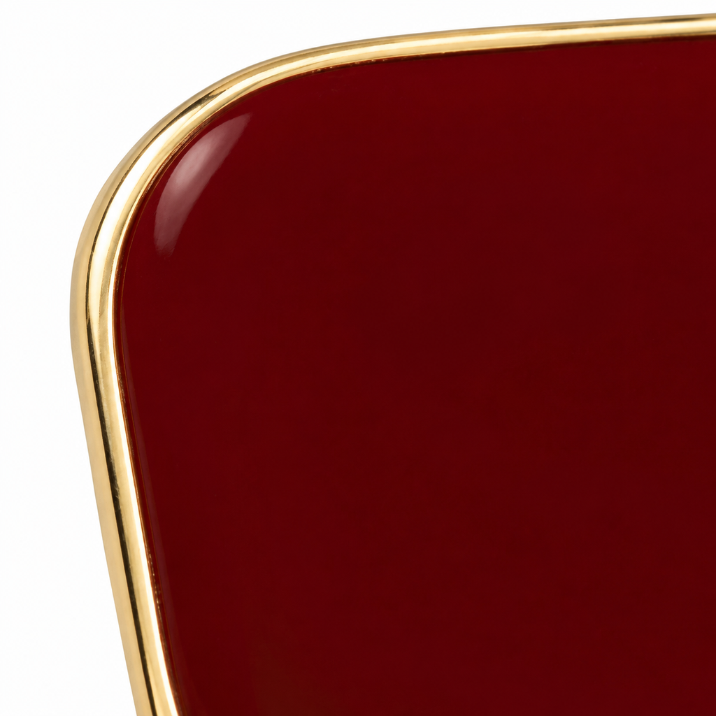 Burgundy Rounded Square Stud Earrings — front surface detail