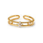 Clear Flower Double Band Adjustable Ring — hero view