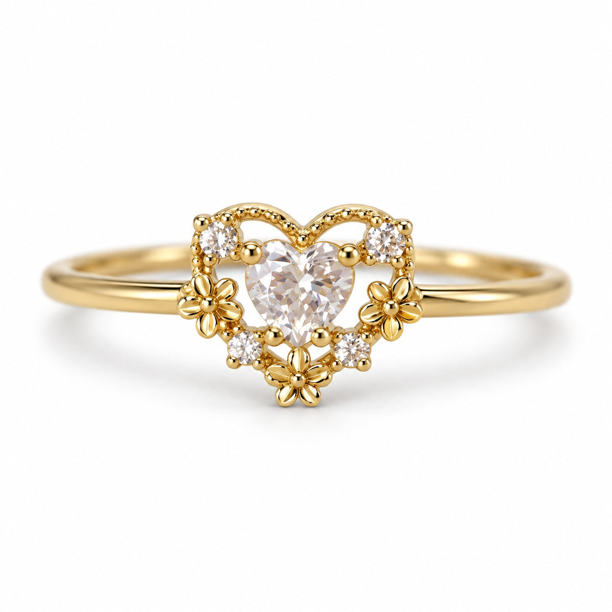 Clear Heart Halo Adjustable Ring — detail view