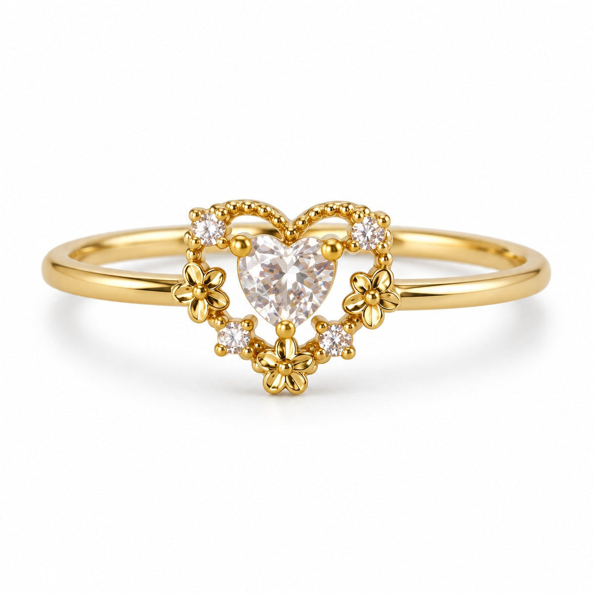 Clear Heart Halo Adjustable Ring — elevated view