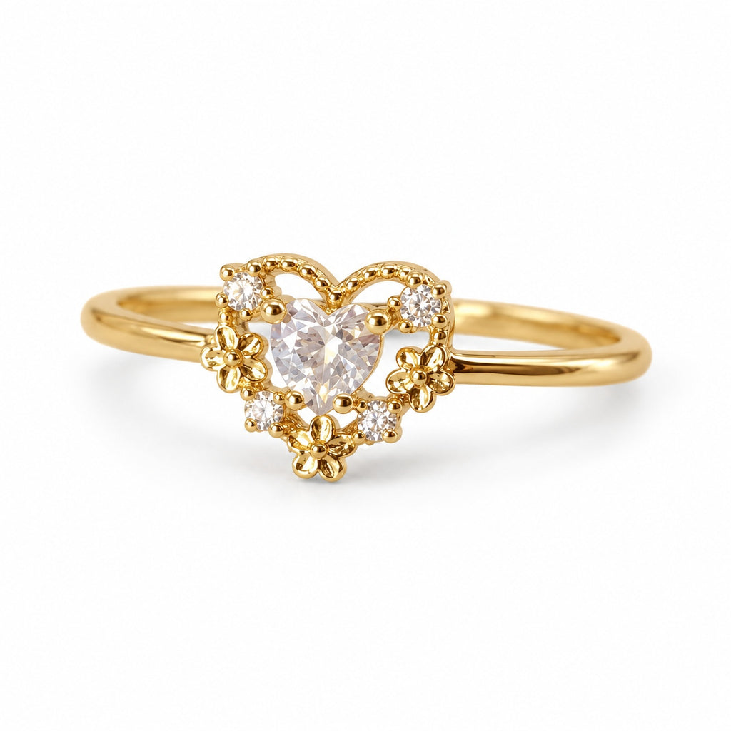 Clear Heart Halo Adjustable Ring — left view