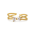 Clear Twin Heart Crossover Adjustable Ring — hero view