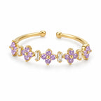 Lavender blossom row adjustable ring — angle