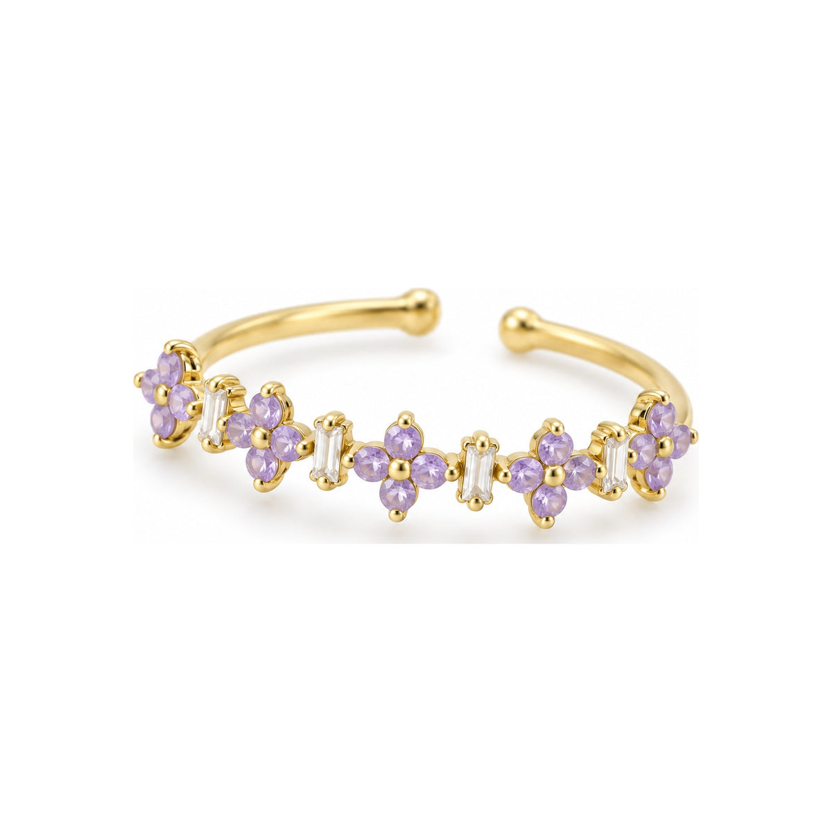 Lavender blossom row adjustable ring — hero