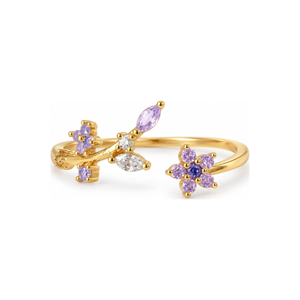 Lavender Flower Vine Adjustable Ring — hero view