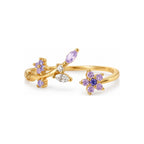 Lavender Flower Vine Adjustable Ring — hero view