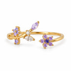 Lavender Flower Vine Adjustable Ring — left view