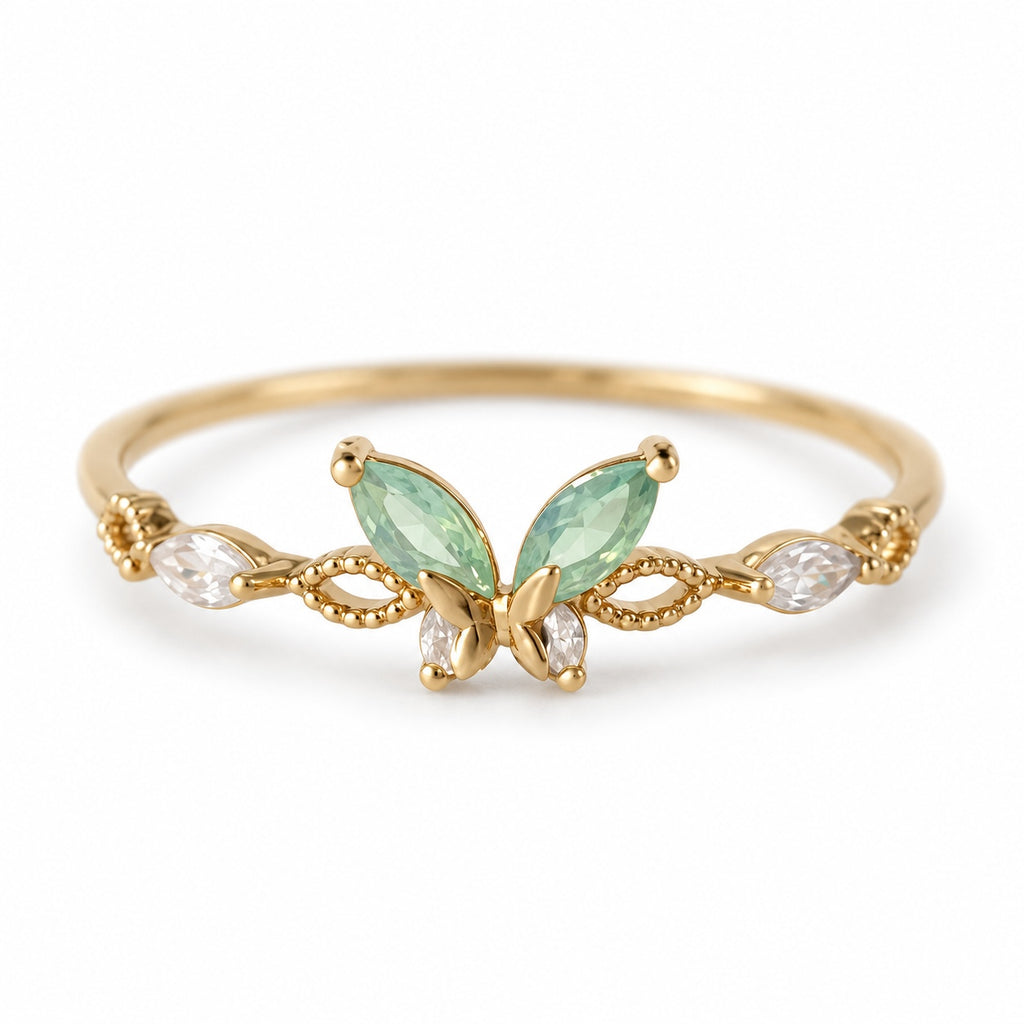 Mint Butterfly Adjustable Ring — detail view