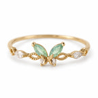 Mint Butterfly Adjustable Ring — detail view