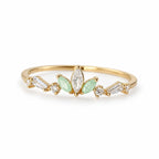 Mint Leaf Spray Adjustable Ring — left view