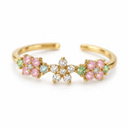Pastel Daisy Row Adjustable Ring — detail view