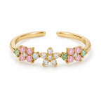 Pastel Daisy Row Adjustable Ring — elevated view
